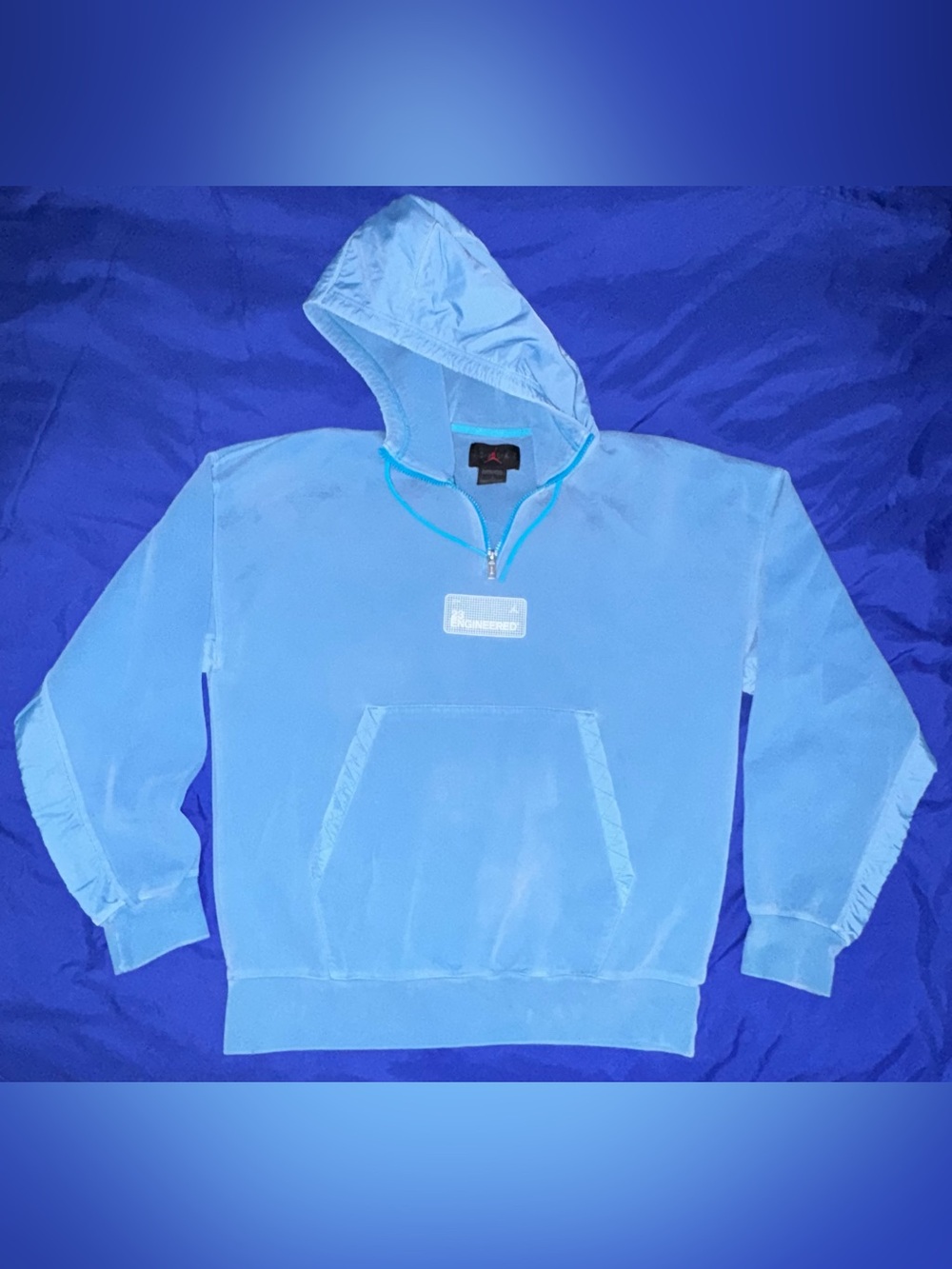 Men’s Jordan Engineered Light Blue Hooded Pullover Sweatshirt Size Medium